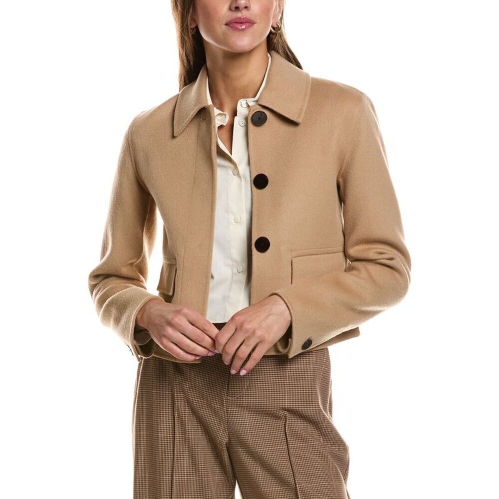 Theory Womens  Clean Flap Wool & Cashmere-Blend Jacket, Brown